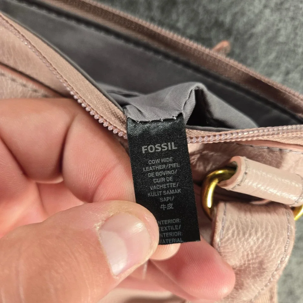 Fossil Crossbody Bag Womens Pink Leather SHB1912 Multi‎ Pocket Adjustable Strap